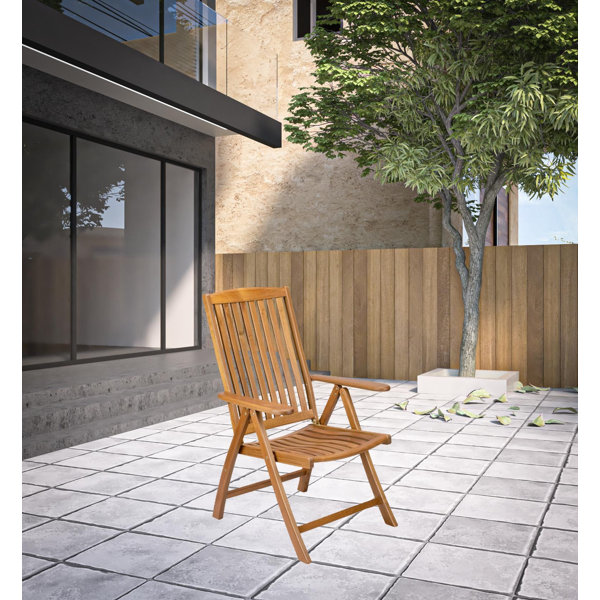 HomeRoots Brown Solid Wood Reclining Deck Chair Wayfair